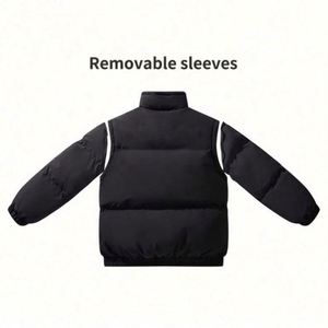 Removable Sleeves Stand Collar Winter High Quality Designer Custom 100% Polyester Men's Sleeveless Puffer <b>Jacket</b> - Product Image 2