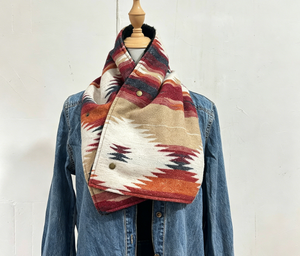 2026 Al por mayor Bufanda de cuello cálida con botones, estilo <span class=keywords><strong>vaquero</strong></span> y vaquera, con diseño tribal geométrico y forro polar, estilo vintage occidental para mujer - Product Image 1