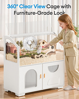Enclos pour hamster de style BucatstateFurniture avec rangement, petite cage pour animaux de compagnie avec armoire de rangement
