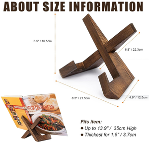 Rustic Wooden <strong>Cookbook</strong> Stand for Kitchen, Recipe Book Holder - Product Image 5