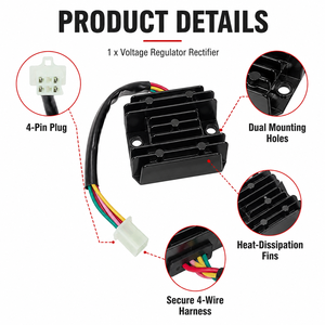 Nouveau régulateur redresseur de tension 12 V à 4 fils et 4 broches pour moto 150-250 CC, scooter Gy6 50 150 CC, cyclomoteur, VTT - Product Image 6