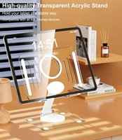 Support de tablette acrylique Transparent pour IPad Pro 2025 support de livre de lecture rotatif Support de bureau pliable Riser support de téléphone intelligent