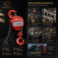 Palans à chaîne manuels HS-C, palan à chaîne manuel en acier robuste, 10 m/min, garantie de 2 ans, pour la construction d'usines, d'entrepôts et de levages