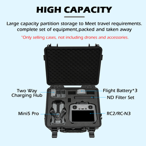 Shockproof <b>Waterproof</b> Drone <b>Tool</b> EVA Case Protective Carry Case for Mini 5 Pro Remote and Batteries Black - Product Image 3
