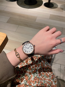 Reloj mecánico automático moderno y elegante con diamantes incrustados, correa de piel de vaca con diseño de cocodrilo marrón - Product Image 6