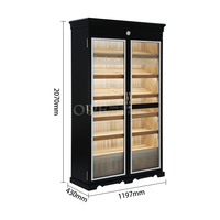 Vitrine à cigares vintage, meuble sur mesure en bois massif pour boutique de tabac, présentoir à cigares antique