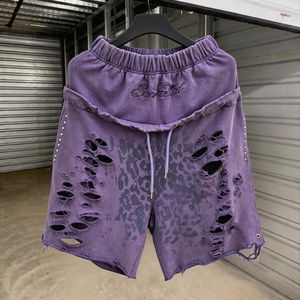 Shorts Bermuda Homme Vintage à Bords Bruts Imprimés, Coupe Oversize, Personnalisés, en Coton Lourd 100%, Style Designer, Effet Délavé - Product Image 1