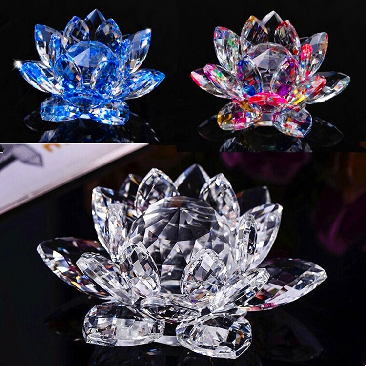 MH-H0058 новые подарки искусственные K9 стекло с украшением в виде кристаллов лотоса подсвечники фэншуй ремесла цвета с украшением в виде кристаллов лотосы пресс-папье