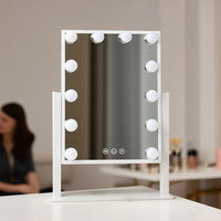 Grand Miroir Cosmétique de Bureau Carré avec Lumière LED, Gradation Infinie, Simple Face, Idéal pour Maquilleurs Professionnels - Sortie d'Usine