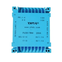 YHDC 24VA double 110V/115V entrée double 6V/9V/12V/24V sortie AC transformateur d'isolement de type plat abaisseur PU3917BW faible hauteur