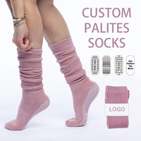 Chaussettes de yoga et de pilates en coton doux avec logo personnalisé, chaussettes antidérapantes pour le sport, adaptées aux personnes atteintes de diabète