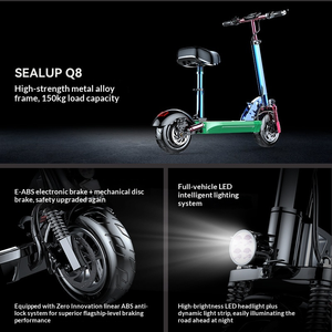 Venta al por mayor de fábrica: Patinete SEALUP Q8 para adultos, certificado CE, con doble disco, plegable, movilidad, seguimiento GPS, FRS-ZXC1c, alto rendimiento - Product Image 5