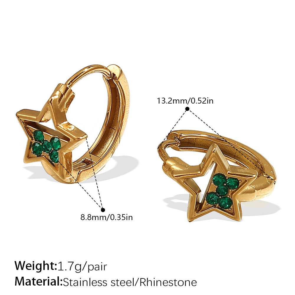 EH1088GNG Pendientes de aro de oro con diamantes verdes