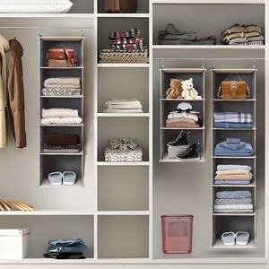 SINCERE Modern Eco-friendly Fabric Wall-Mounted Hanging <strong>Shelf</strong> Wardrobe Storage <strong>Cupboard</strong> <strong>Organiser</strong> 3 Compartments Foldable - Product Image 4