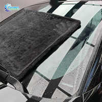 Serviette de séchage double face en microfibre de luxe noire pour voiture, 1400gsm, 1500, 1600, 1800, vente en gros