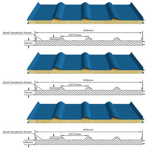 50-200 <span class=keywords><strong>MM</strong></span> aislamiento ignífugo lana de roca/<span class=keywords><strong>XPS</strong></span> paneles sándwich absorbentes de sonido paneles de acero de construcción para hoteles acero galvanizado - Product Image 2