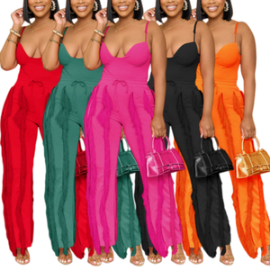 Ensemble tendance pour femmes en 2 pièces, haut camisole avec bordure à franges et pantalon large, <span class=keywords><strong>tenue</strong></span> décontractée pour tous les jours, ensemble assorti <span class=keywords><strong>de</strong></span> mode africaine - Product Image 1