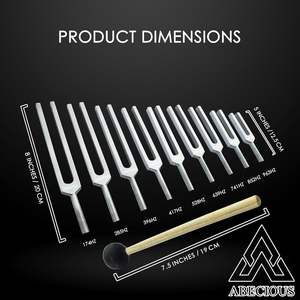 Set Garpu Tala Solfeggio Aluminium Alloy 9 Buah Merk OEM Kustom Model Set-<span class=keywords><strong>fork</strong></span>-11 Terapi Suara Penyeimbang Chakra Perbaikan DNA - Product Image 3