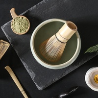 Kit d'Accessoires Fouet Matcha Japonais avec Logo Personnalisé, Incluant Fouet et Cuillère en Bambou avec Fouet à Thé à Logo Personnalisé