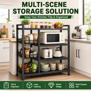 Organizador de Cocina Tipo Estante con 4 Niveles, Estante Metálico y 3 Cestas <span class=keywords><strong>para</strong></span> Uso Doméstico, Proveedor Mayorista - Product Image 1