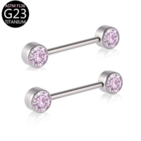 ASTM-F136 Titanium Nipple Rings Piercing Opal Tapered Tip Straight Rod Nipple Ring Ear Bridge Piercing Body Piercing Jewelry