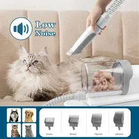 Kit de toilettage pour chat 5-en-1 de luxe, aspirateur, tondeuse professionnelle pour l'élimination des poils d'animaux, 6 peignes de guidage, brosses, charge sécurisée