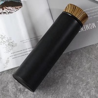 Thermos isotherme en acier inoxydable avec couvercle en bambou écologique de 500 ml, gourde à double paroi, bouteille d'eau personnalisée