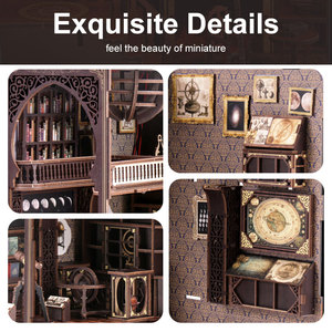 Kit de bricolage <span class=keywords><strong>pour</strong></span> bibliothèque miniature, jouet de puzzle 3D en bois avec lumière nocturne, artisanat et modèle de jouet, best-seller du fabricant - Product Image 2