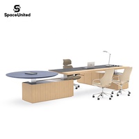 Escritorio Ejecutivo Modular de Alta Calidad SpaceUnited con Superficie de Madera Maciza y Diseño Abierto para Computadora