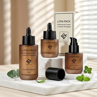 Flacon compte-gouttes en verre brun givré pour emballage cosmétique, vide, personnalisable avec logo, 30ml 40ml 80ml, flacon pompe pour sérum avec boîte