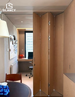 Wholesale Modern Solid Wood Dampproof Soundproof Office Movable Wall Partition Wall Wooden Sliding Folding Door