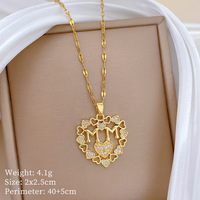 Collier pendentif cœur MAMAN en acier inoxydable plaqué or, résistant à l'eau et inaltérable, best-seller TikTok de Fanhua Jewelry