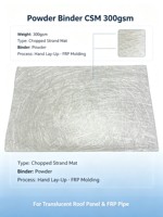 E-Glass 300gsm Powder Binder Fiberglass Chopped Strand Mat untuk Panel Atap Transparan dan Penguatan Pipa FRP
