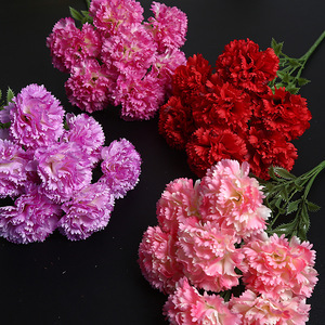 Fiori Artificiali, Bouquet di Garofani a 7 Teste, Materiali Floreali per Decorazioni Domestiche, Composizioni Floreali per Interni ed Esterni - Product Image 2