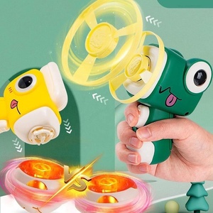 Ngoài trời bay đồ chơi khủng long 3 trong 1 Flying Disc Gyro Launcher đồ chơi trẻ em sáng đĩa bay quay Tops tung ra Gun Set - Product Image 6