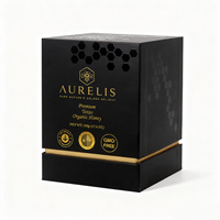 Boîte cadeau en papier noir de qualité supérieure, conçue sur mesure, avec couvercle et base, adaptée au miel biologique du Texas et à l'emballage gastronomique