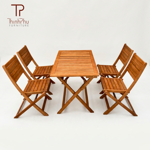 ThinhPhu 4 Seater <b>Outdoor</b> Dining Set Solid Teak Wood Foldable <b>Table</b> And Chairs Garden Patio Furniture - Product Image 1