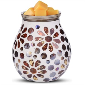 Brûleur de cire électrique de luxe en <span class=keywords><strong>Pyrex</strong></span> pour huiles essentielles et encens, avec plaque en verre mosaïque - Product Image 3