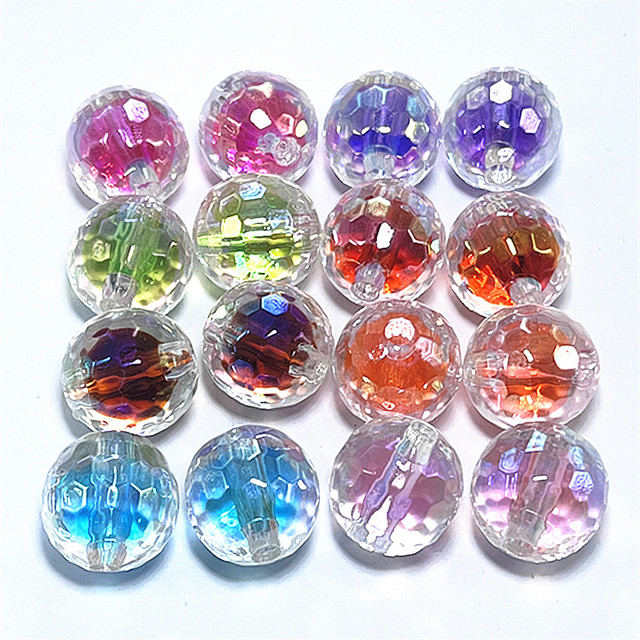 16mm UV-coated rainbow Beads Two-tone Faceted Sugar Heart Beads DIY Beaded Pen Phone Bag Chain Acrylic Beads