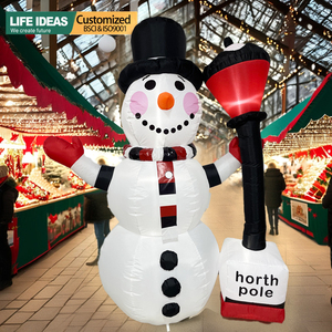 Vente en gros usine : Paire de bonhommes de neige gonflables LED 190T en polyester avec panneau signalétique, jouets de jardin d'extérieur pour enfants, idéal comme cadeau - Product Image 3