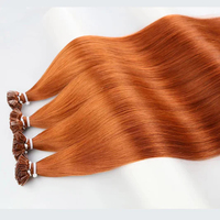 Extensiones de cabello de punta plana de queratina preadherida con doble dibujo K, extensiones de cabello humano europeo Remy ruso 100%