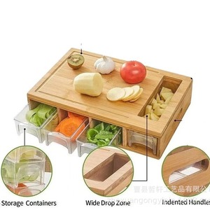 Bamboo Cutting Board With Drawers Multifunctional Kitchen Chopping <b>Block</b> Rectangle Size F69 - Product Image 2