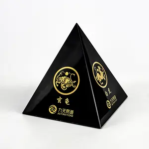 ODM/OEM kristal 3d lazer kazınmış paperweight siyah piramit kristal blok klasik özel 3d lazer oyma mısır kristal pyram