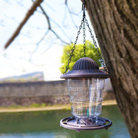 Nouveau best-seller transfrontalier : mangeoire à oiseaux ronde automatique télescopique suspendue pour jardin extérieur, en matériau PPPS, OEM