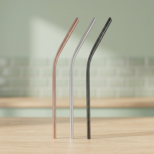 Reusable Metal <b>Drinking</b> <b>Straws</b> 3-Pack Rose Gold Silver Black Minimalist Bar Accessories - Product Image 6