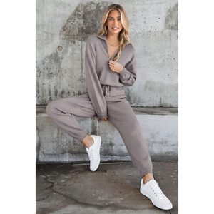 Women's 2 Piece Sweater Set <b>Zip</b> <b>Up</b> Sweatshirt Jogger Sweatpants Tracksuit Casual Outfit Breathable Full Sleeve - Product Image 3