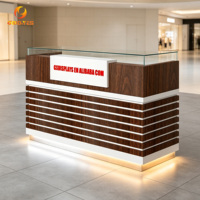 Comptoir de caisse commercial moderne en bois, vitrine numérique 3C, présentoir en verre pour magasin de détail