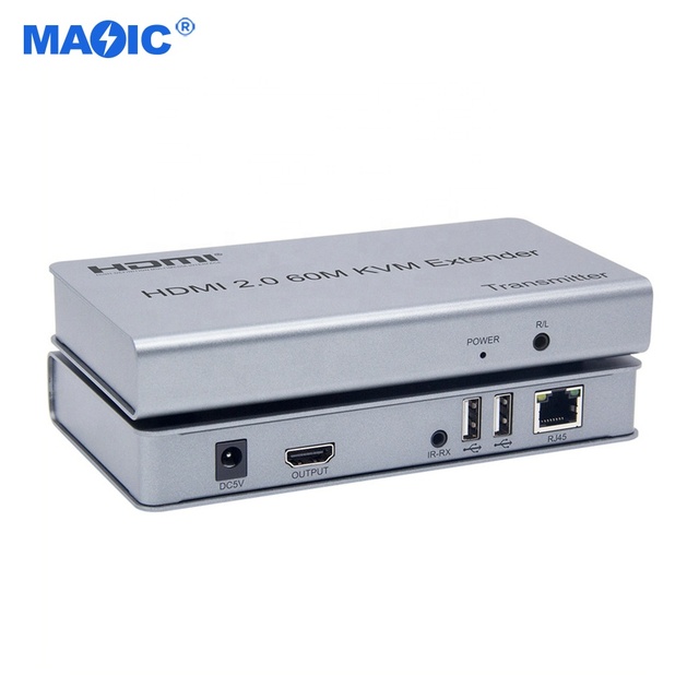 Audio Video Equipment USB 2.0 Extender Over CAT5e/6 RJ45 Ethernet HDMI Extender 4k 60hz KVM Extender 60M for Mouse Keyboard