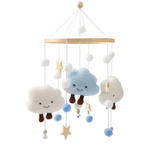Handcrafted Cloud Star Bed Bell Baby Musical Mobile Toys Handmade DIY Star Baby Mobile Felt