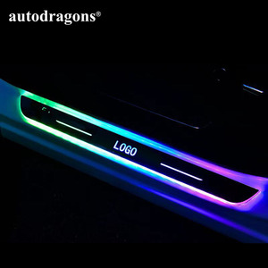 ไฟตกแต่งประตูรถยนต์ไร้สาย RGB LED พร้อมโลโก้รถยนต์ ไฟต้อนรับ LED ไฟ Ambient Light แผ่นกันรอยขีดข่วน ไฟตกแต่งแบบกำหนดเองได้ - Product Image 4